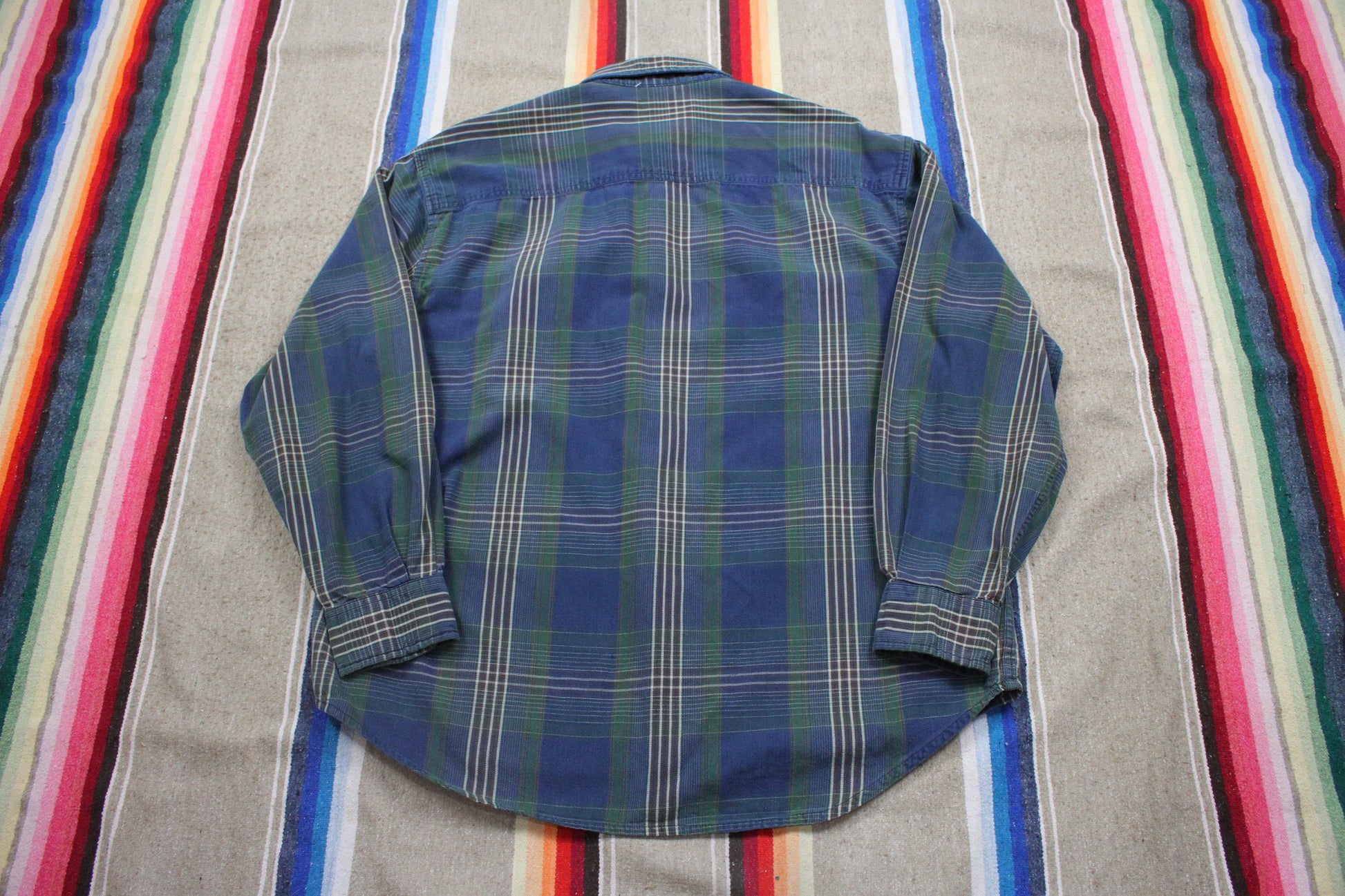 1990s Dockers Blue/Green Plaid Button Down Shirt Size L