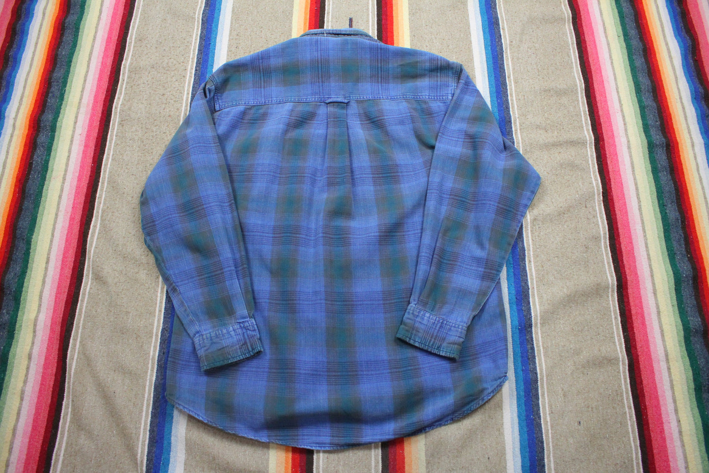 1990s Sonoma Jean Company Blue Plaid Button Down Shirt Size L
