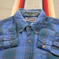 1990s Sonoma Jean Company Blue Plaid Button Down Shirt Size L