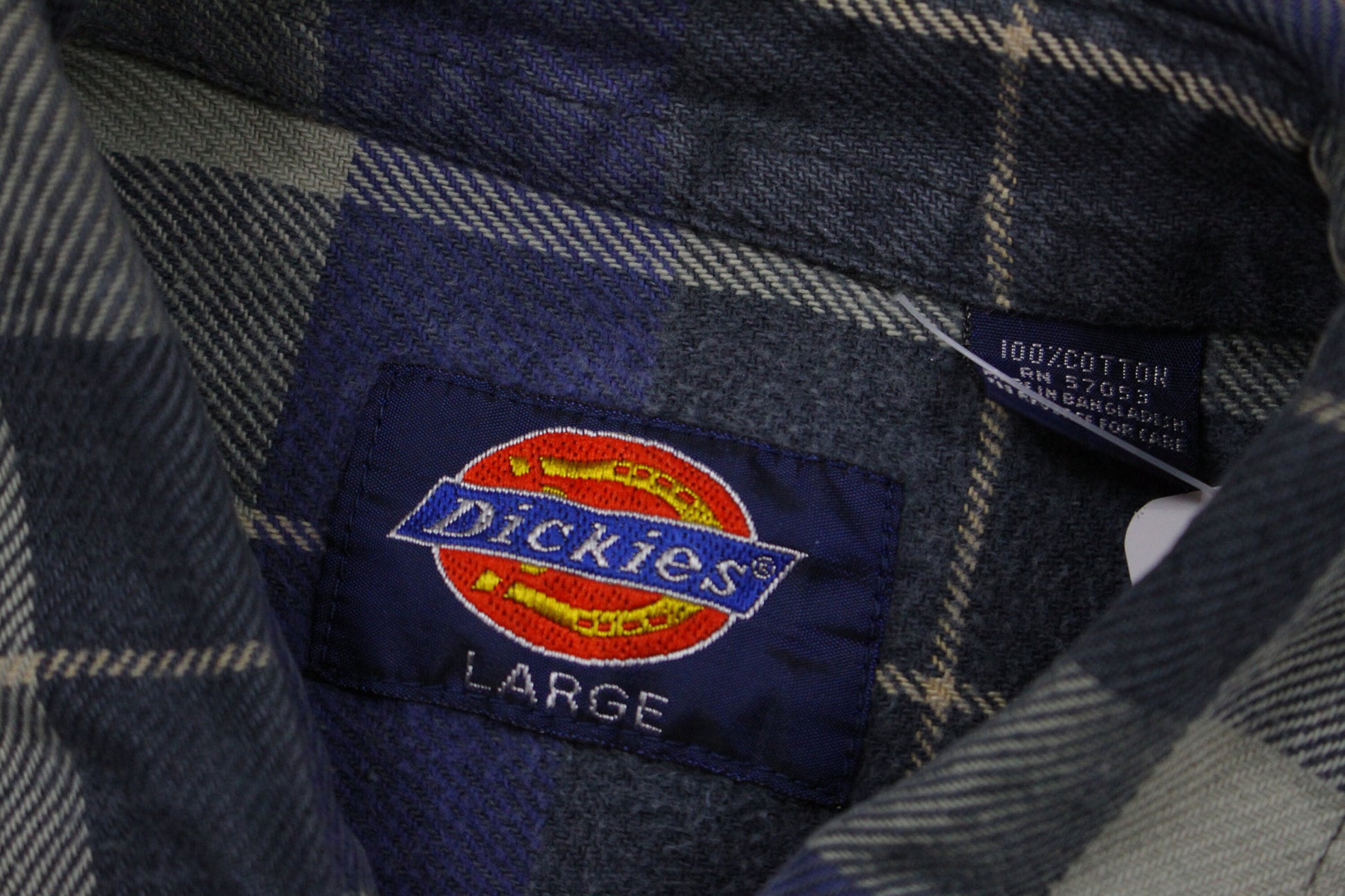 1990s Dickies Plaid Flannel Work Shirt Size L