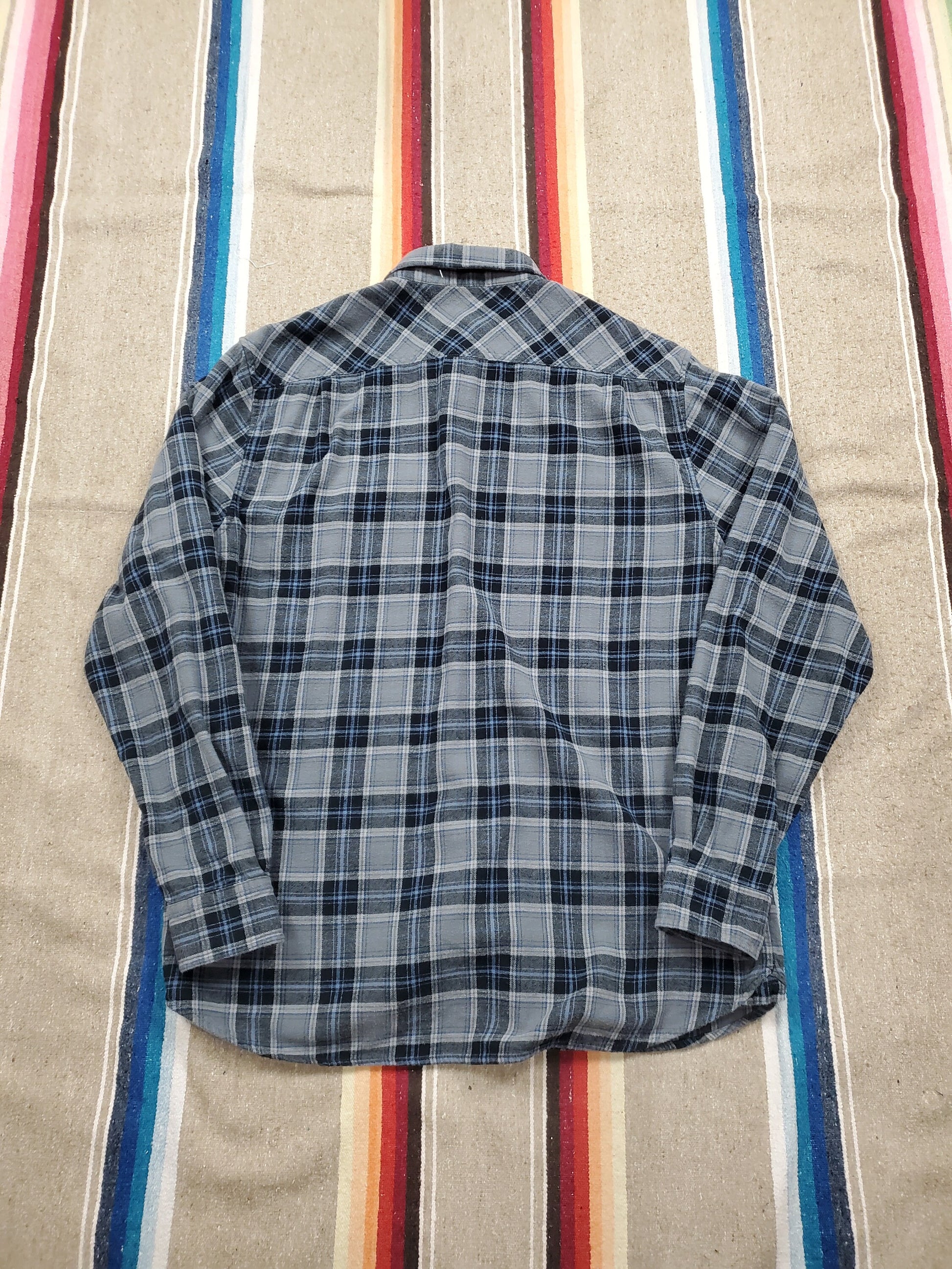 2010s Boston Traders Button Down Grey Plaid Flannel Shirt Size L