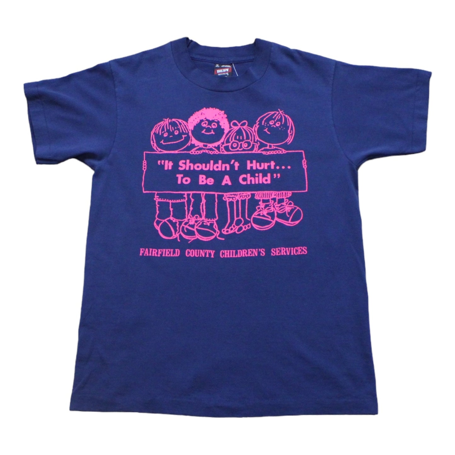1990s Fruit of the Loom Fairfield County Children's Services It Shouldn't Hurt to Be a Child T-Shirt Made in USA Size S