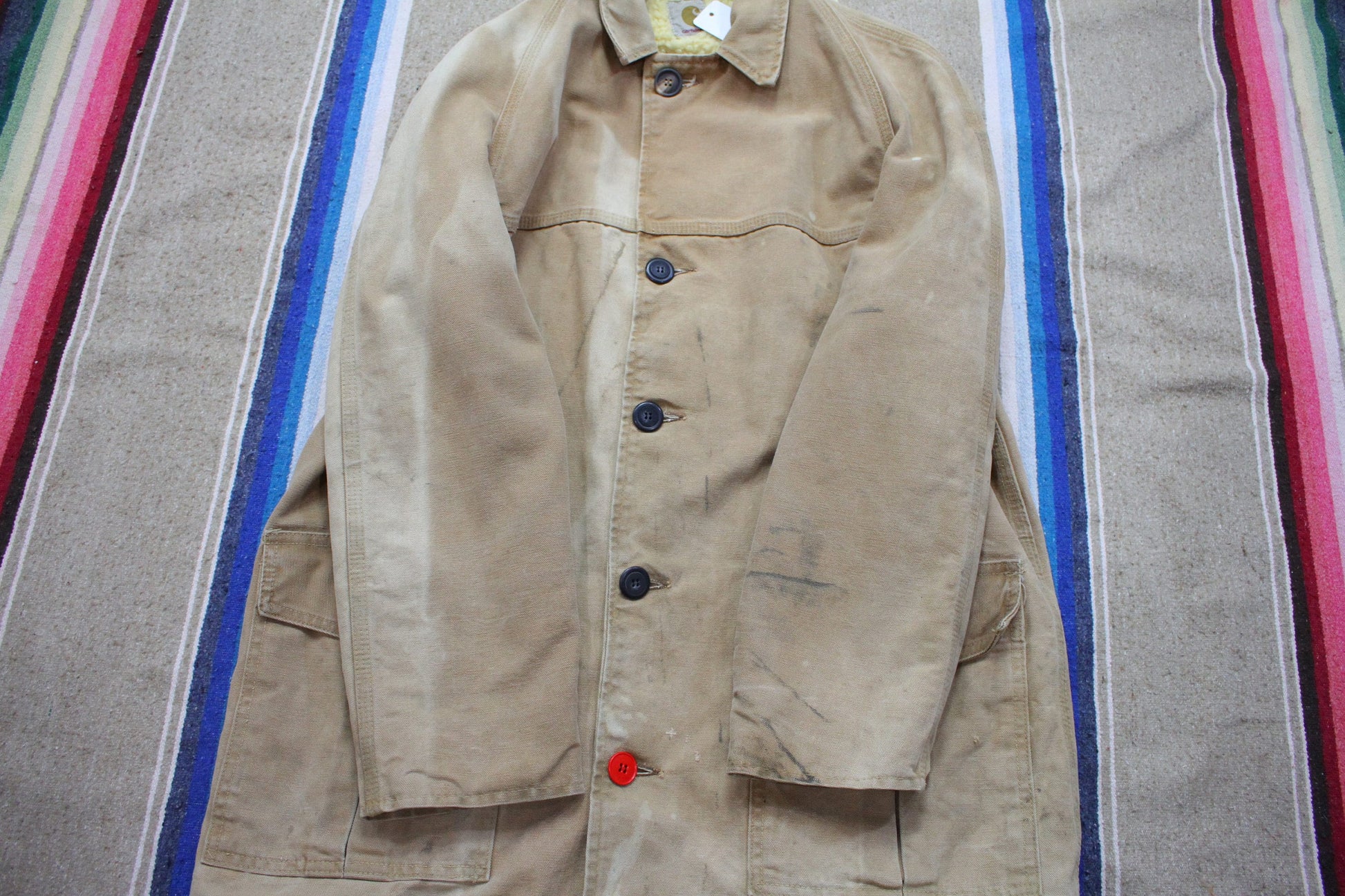 1970s/1980s Carhartt Sherpa Lined Duck Cotton Western Style Work Jacket Size M