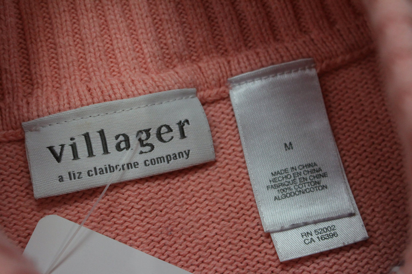 2000s Villager Liz Claiborne Argyle Turtleneck Cotton Knit Sweater Women's Size M