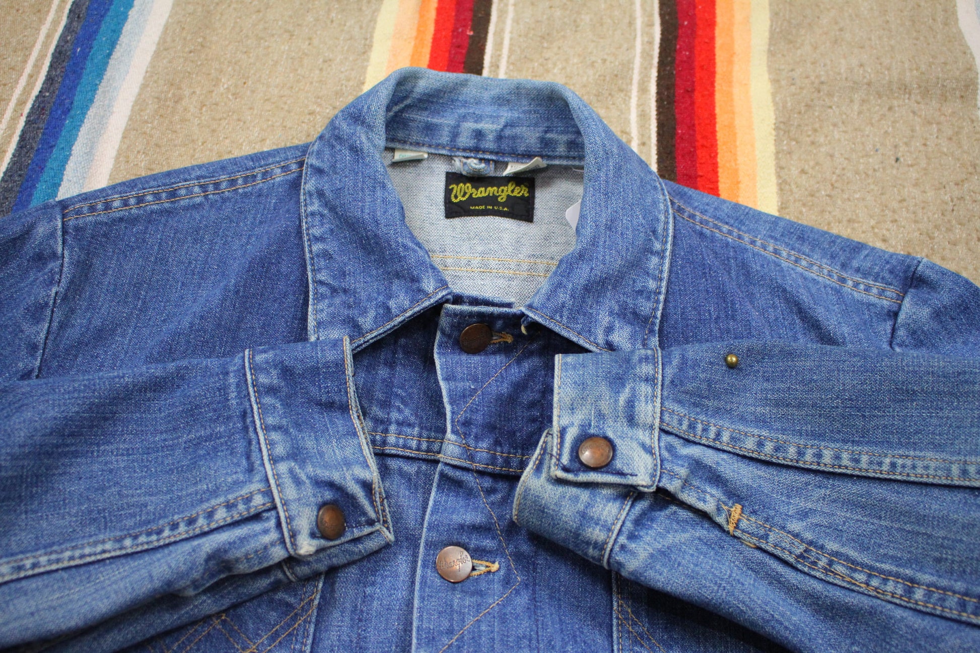 1970s Wrangler Denim Jacket with Studded Detailing Made in USA Size S/M