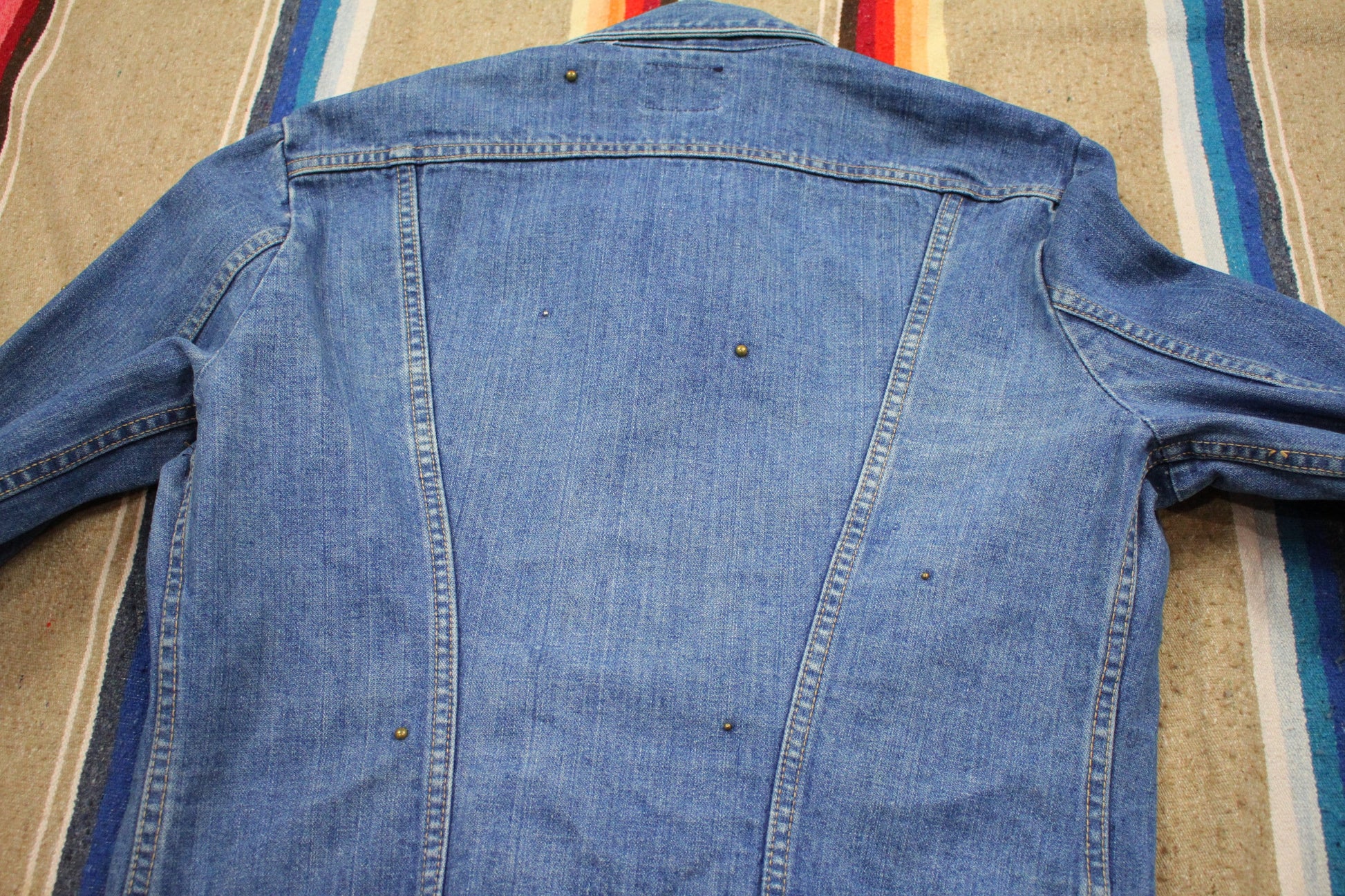 1970s Wrangler Denim Jacket with Studded Detailing Made in USA Size S/M