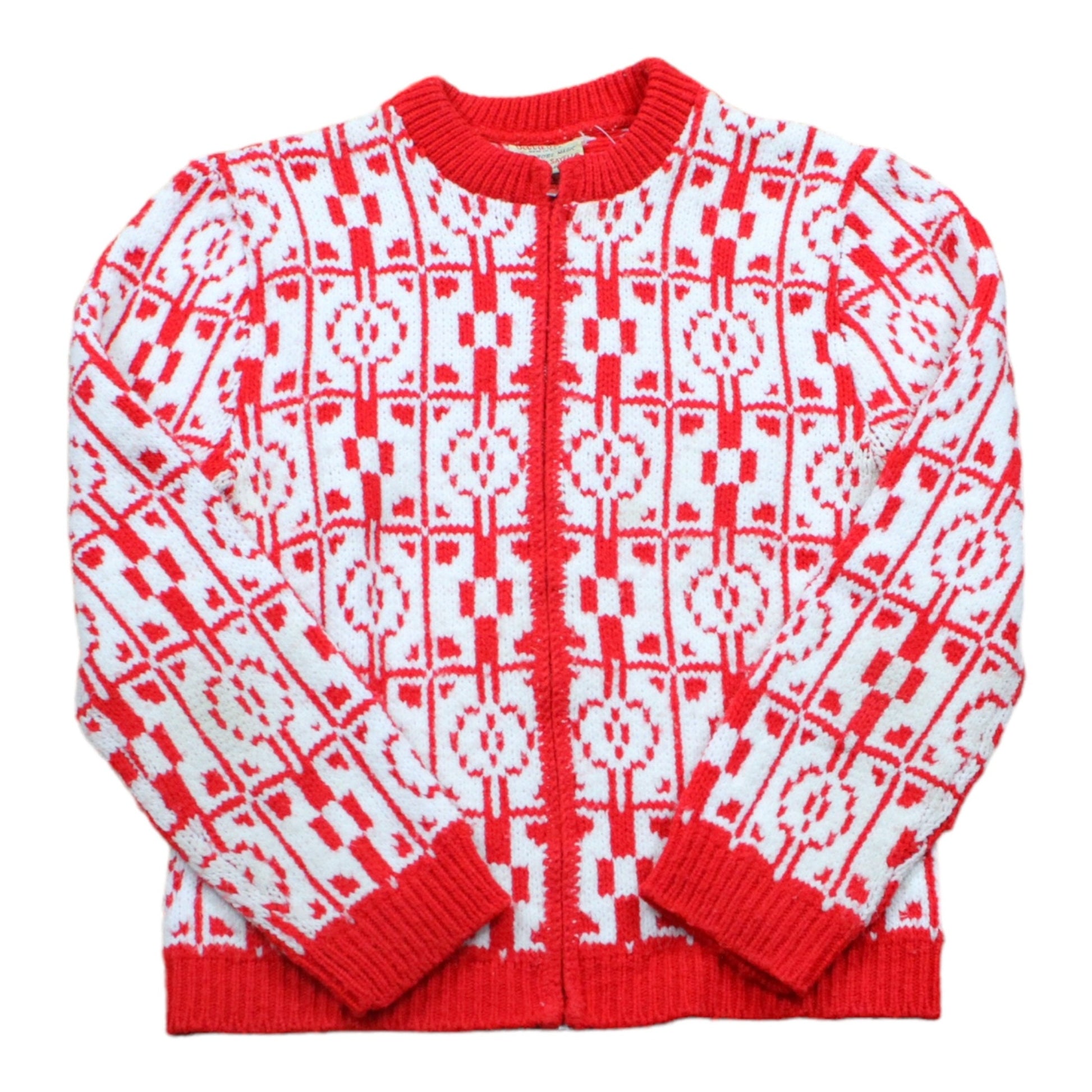 1950s/1960s Bobbie Brooks Wardrobe Magic Dupont's Sayelle Acrylic Knit Zip Up Cardigan Sweater Made in USA Women's Size XS