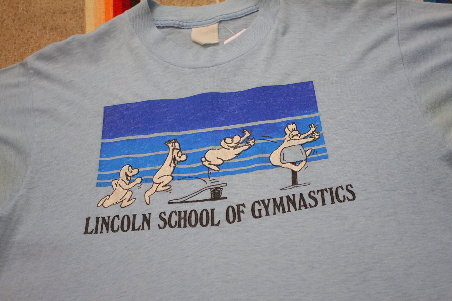 1980s Lincoln School of Gymnastics Cartoon T-Shirt Size S/M