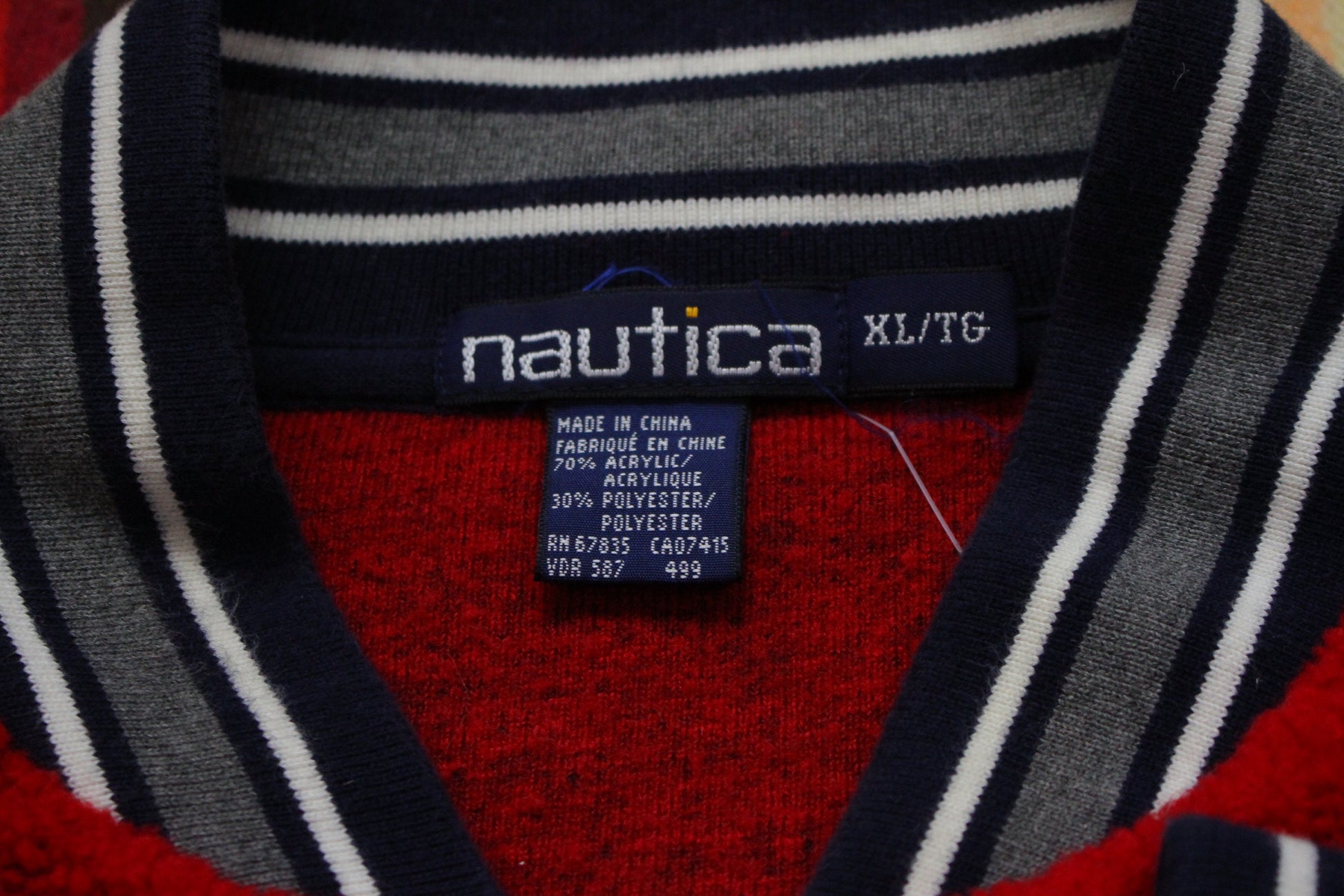 2000s Nautica 1/4 Zip Back Spellout Fleece Pullover Jacket Size XL