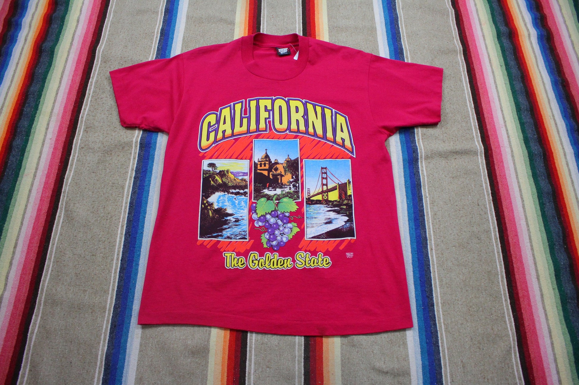 1990s Screen Stars California The Golden State Souvenir T-Shirt Made in USA Size M