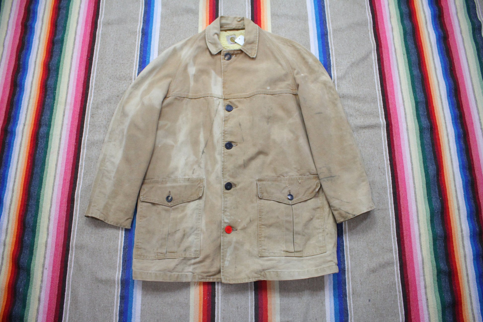 1970s/1980s Carhartt Sherpa Lined Duck Cotton Western Style Work Jacket Size M