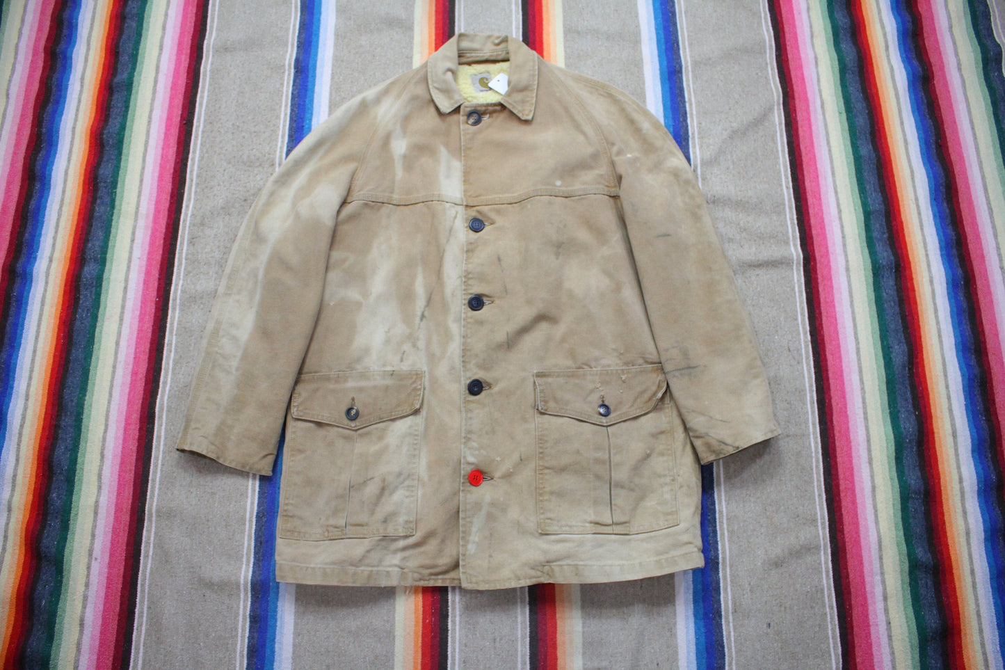 1970s/1980s Carhartt Sherpa Lined Duck Cotton Western Style Work Jacket Size M