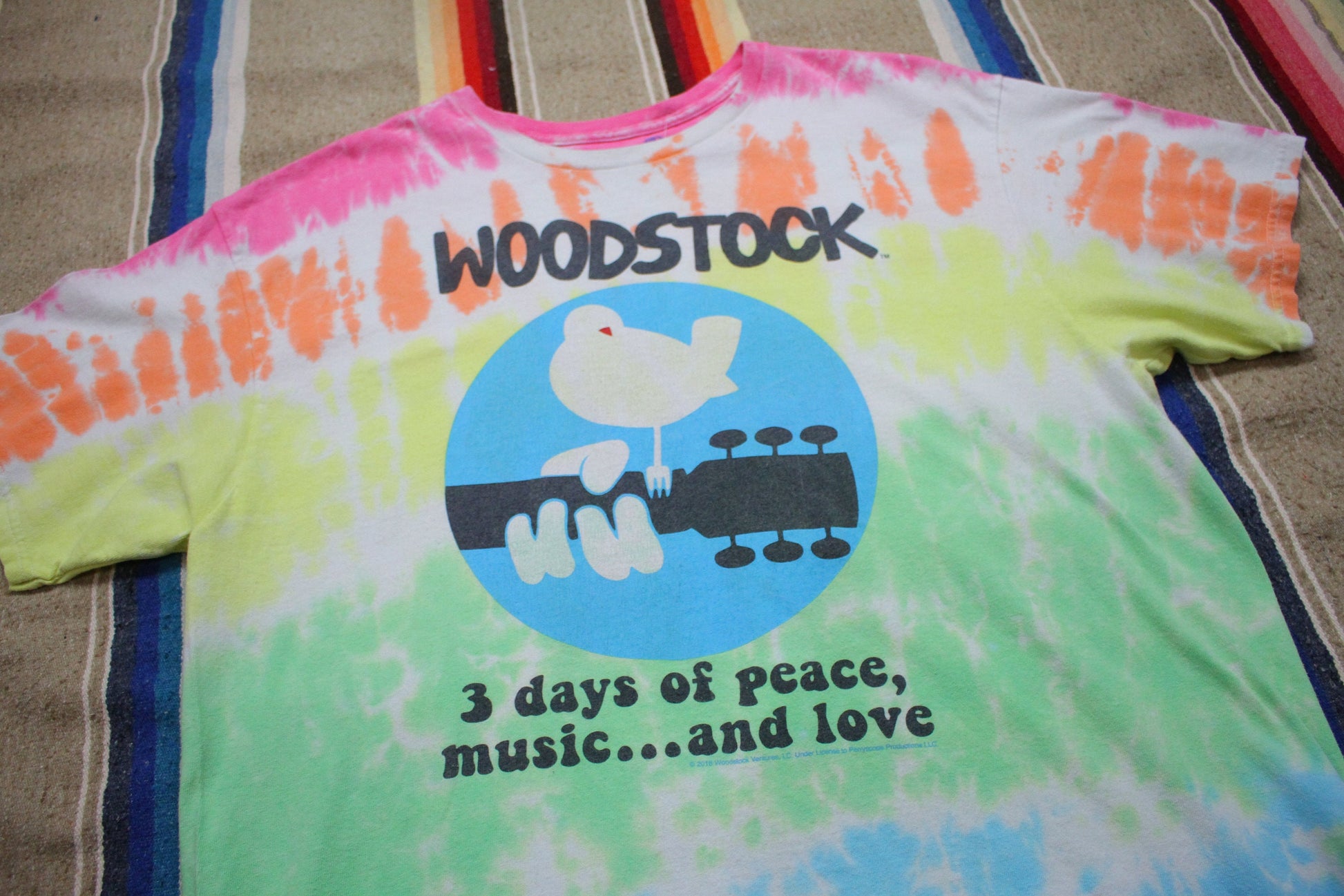 2010s 2016 Liquid Blue Woodstock Tie Dye T-Shirt Size L