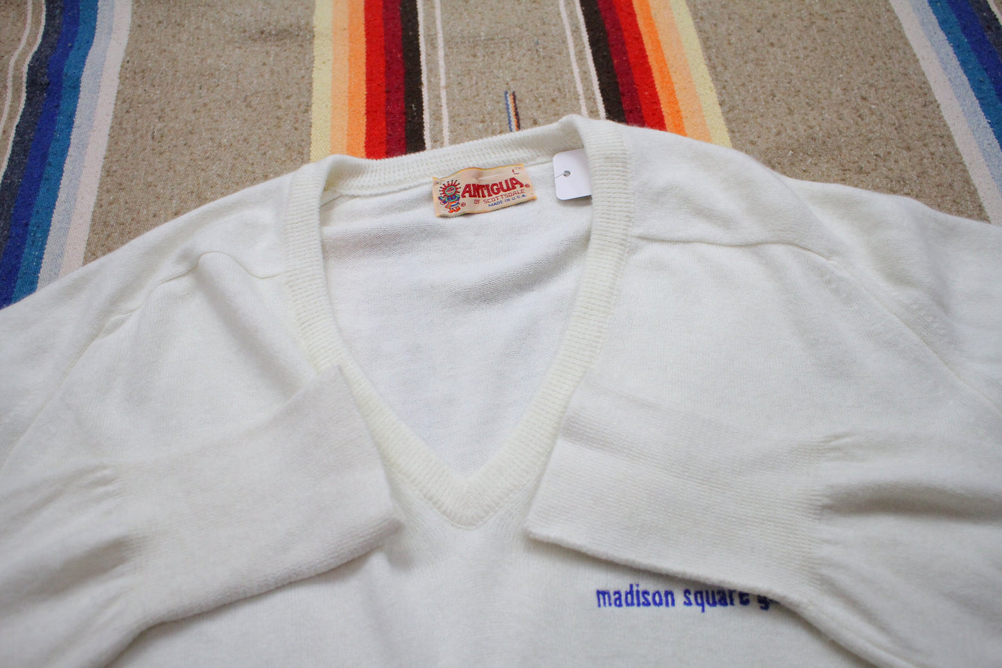 1980s Antigua of Scottsdale Big East Championship Madison Square Garden V-Neck Sweater Made in USA Size L