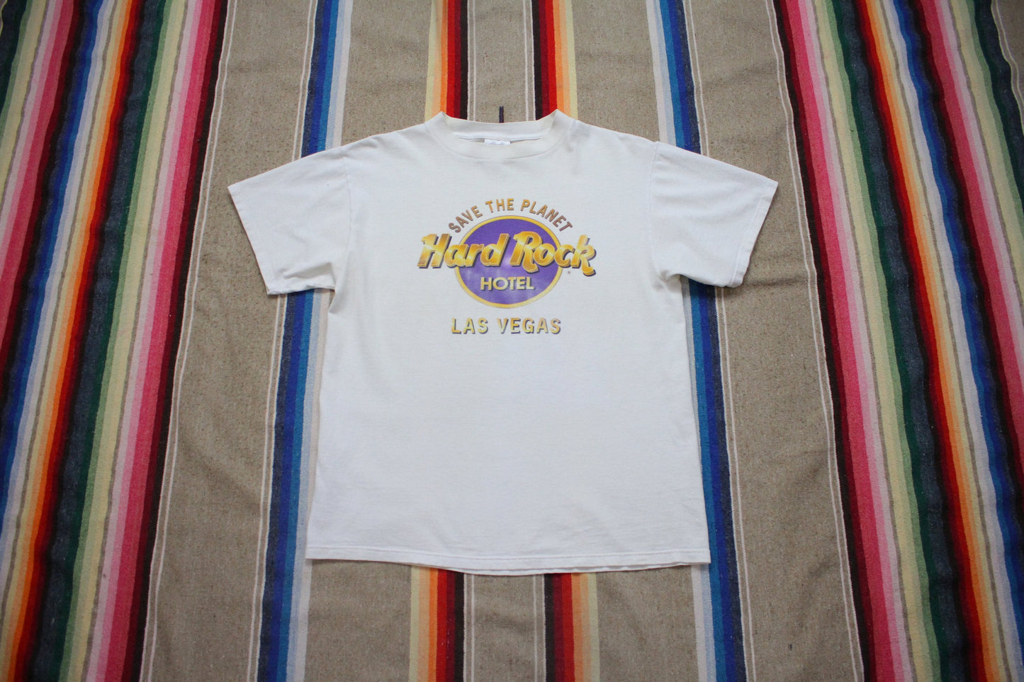 1990s Tultex Hard Rock Hotel Las Vegas Save the Planet T-Shirt Size L