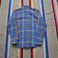 1980s Sears Kings Road Blue Plaid Flannel Shirt Size S