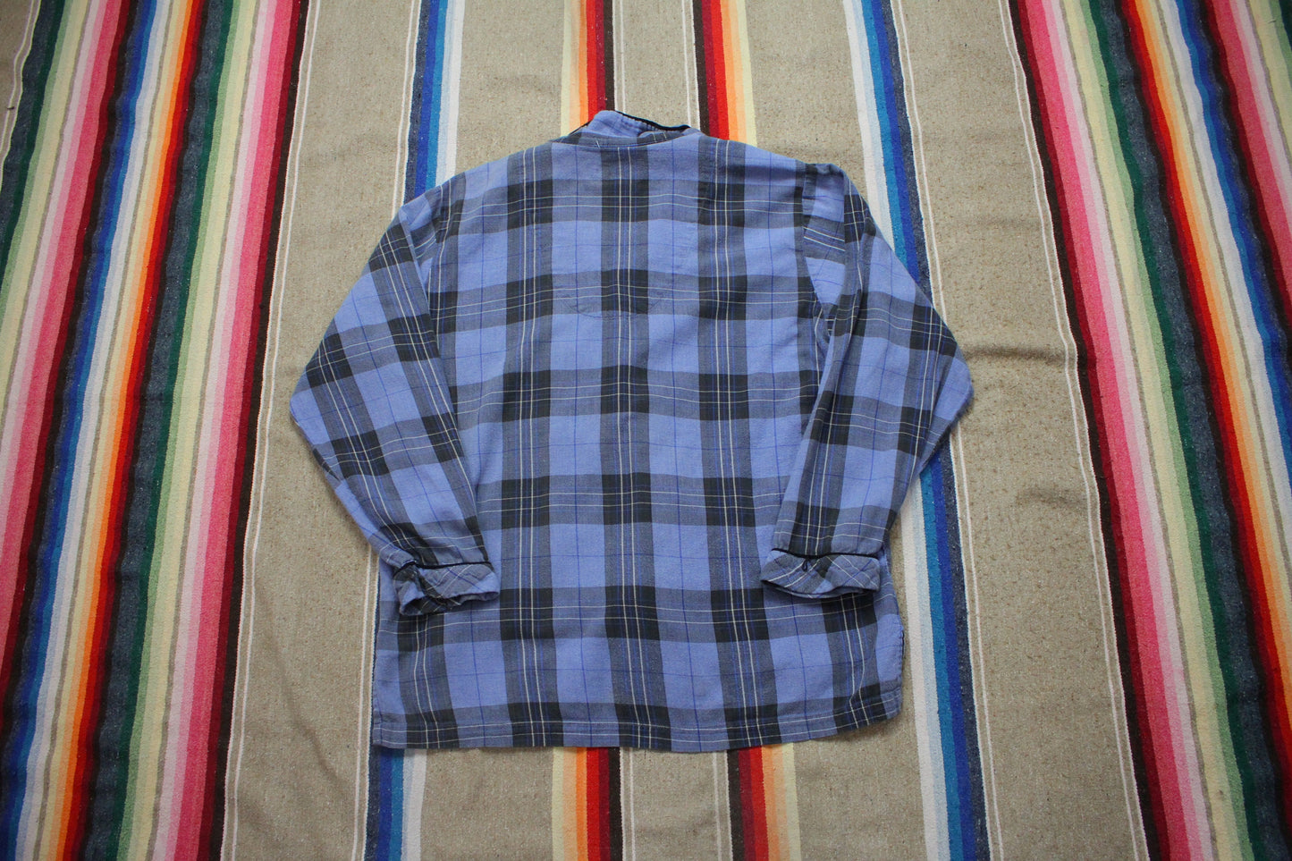 1990s Whispers Blue Plaid Sleep Shirt Size L