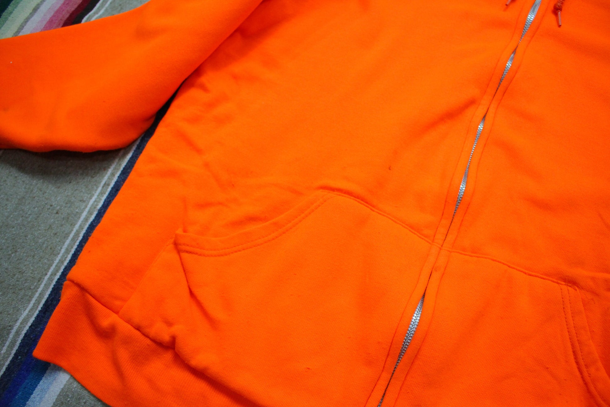 1990s/2000s Southwest Thermal Lined Orange High Visibility Hoodie Sweatshirt Made in USA Size XL