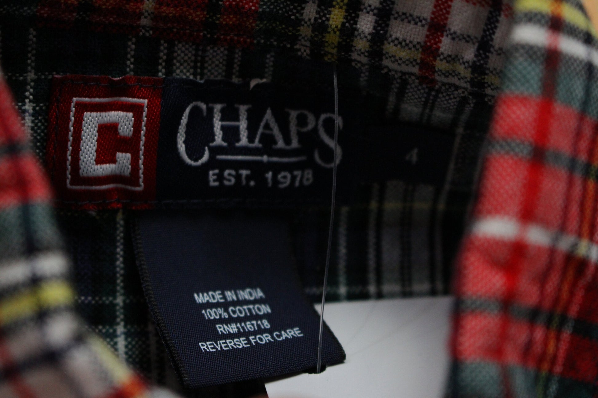 1990s/2000s Chaps Ralph Lauren Plaid Button Down Kid's Shirt
