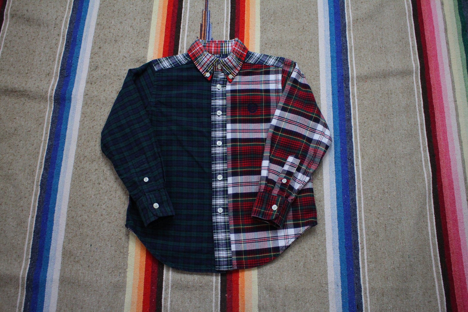 1990s/2000s Chaps Ralph Lauren Plaid Button Down Kid's Shirt