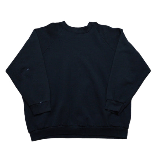 1990s Fruit of the Loom Casualwear Ladies Blank Black Raglan Sweatshirt Made in USA Womens Size XXL