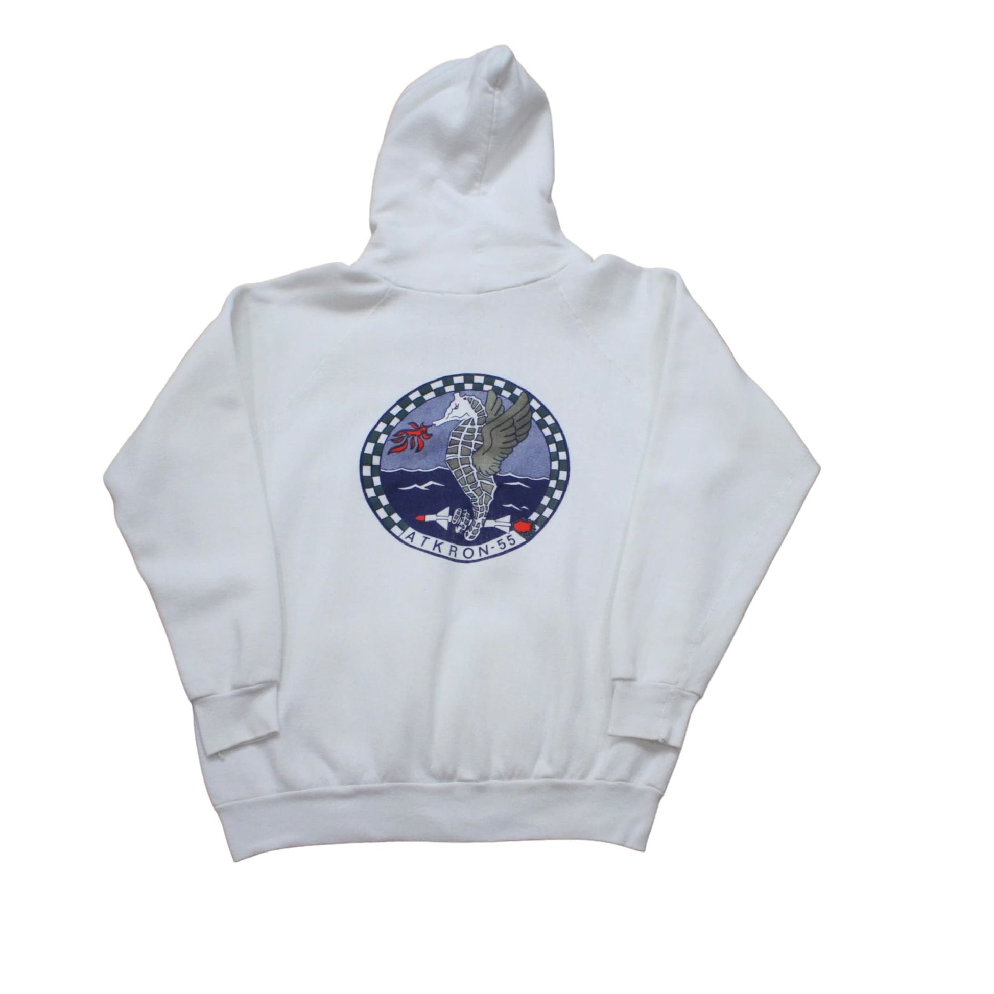 1980s Tultex VA-55 Warhorses Raglan Hoodie Sweatshirt Made in USA Size M/L