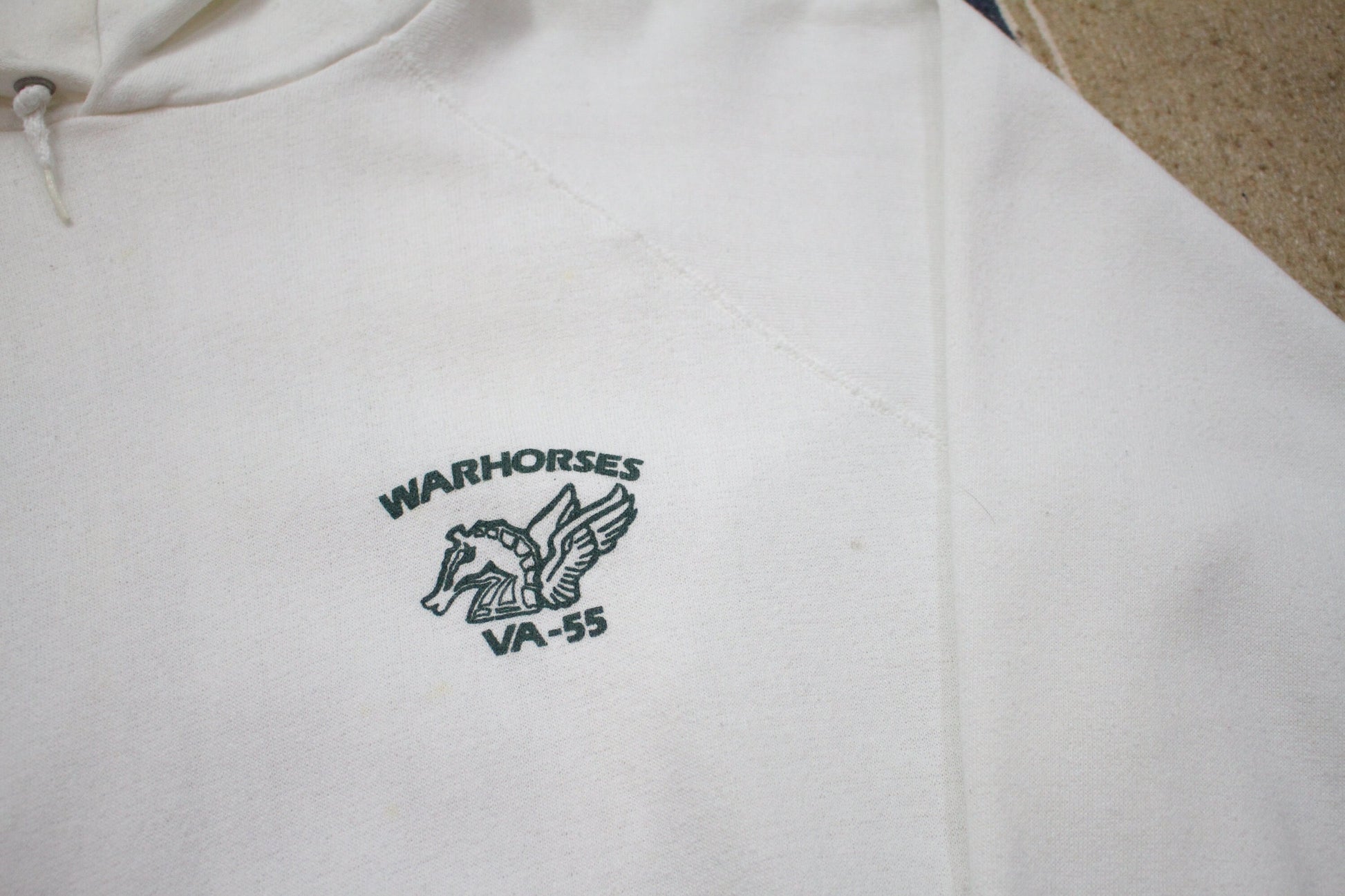 1980s Tultex VA-55 Warhorses Raglan Hoodie Sweatshirt Made in USA Size M/L