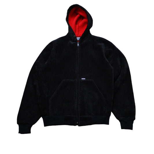 1980s Carhartt Rugged Outdoor Gear Velour Velvet Fleece Lined Hoodie Sweatshirt Made in USA Size M/L