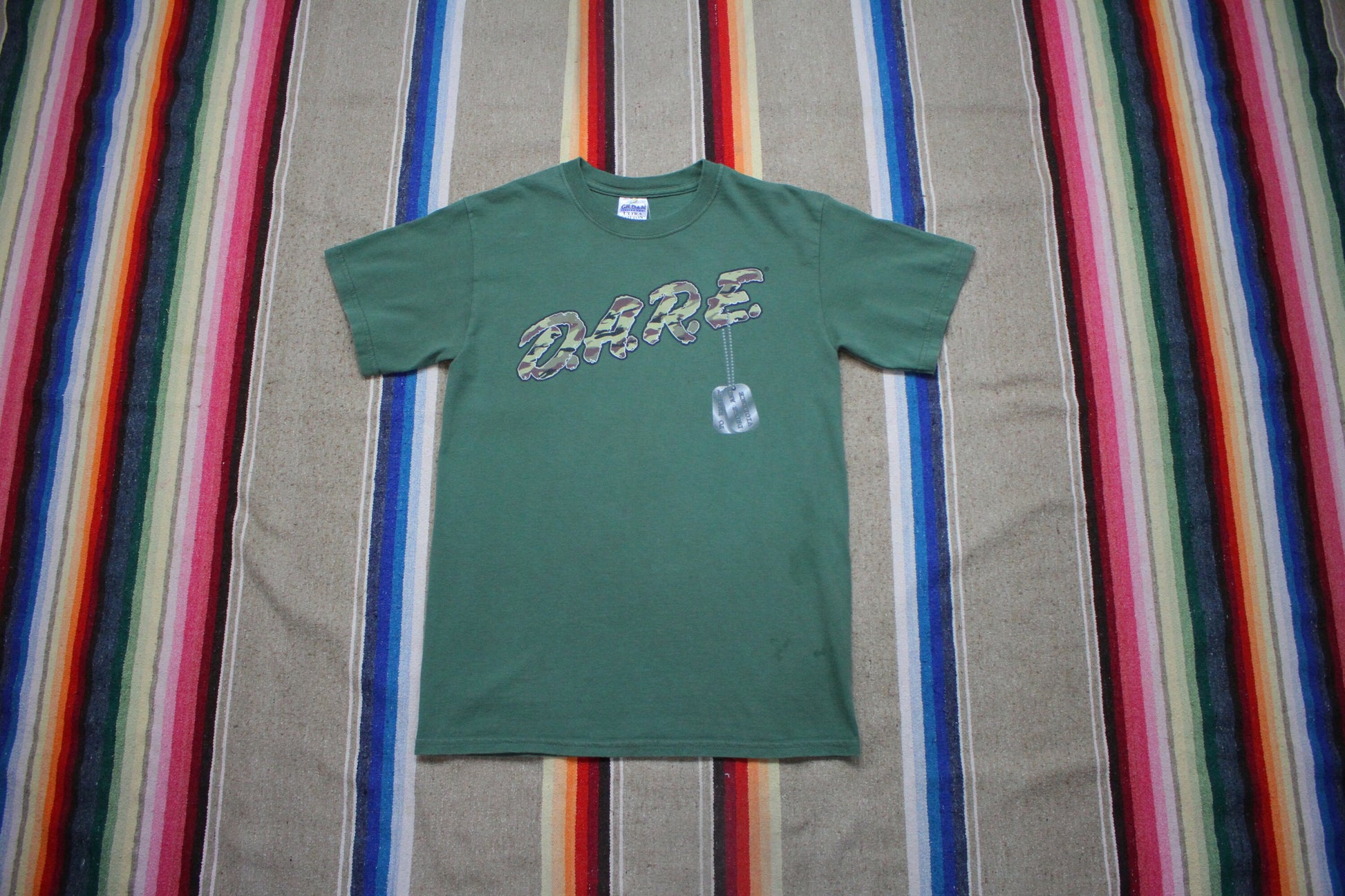 2000s DARE To Resist Drugs and Violence Camo Dog Tags T-Shirt Size S