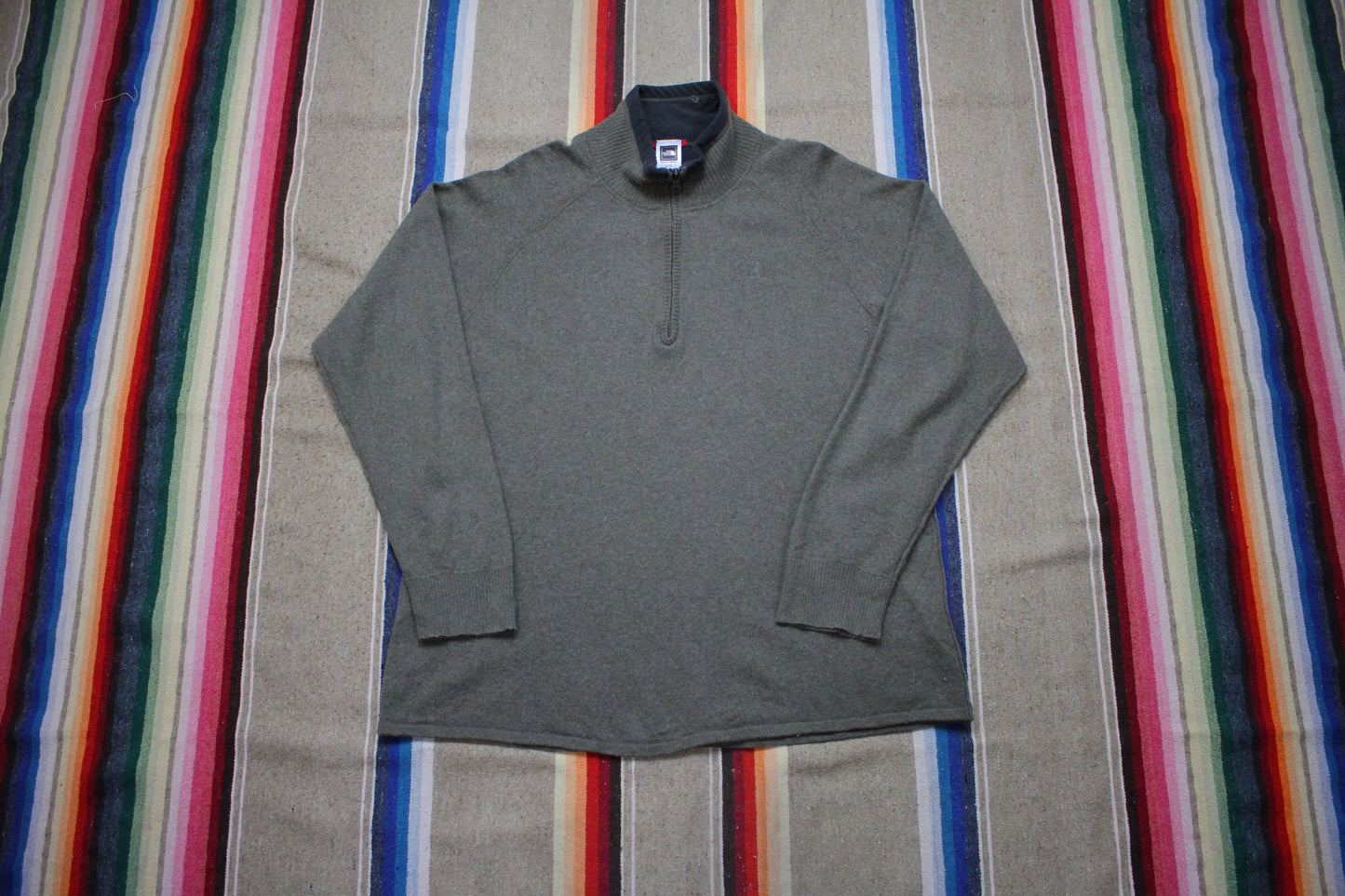 2010s The North Face TNF 1/4 Zip Mock Neck Wool Blend Fleece Sweater Size XL