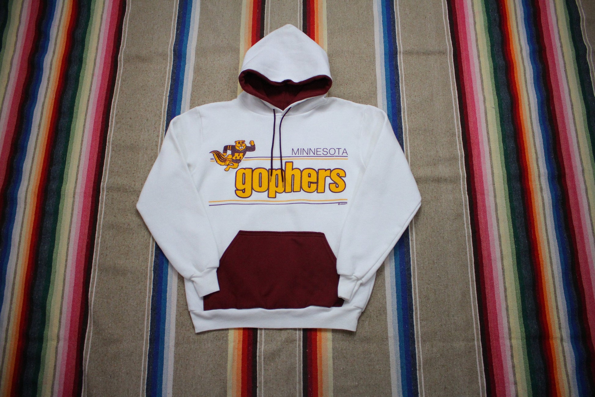 1980s Dodger Sportswear University of Minnesota Golden Gophers Hoodie Sweatshirt Made in USA Size S